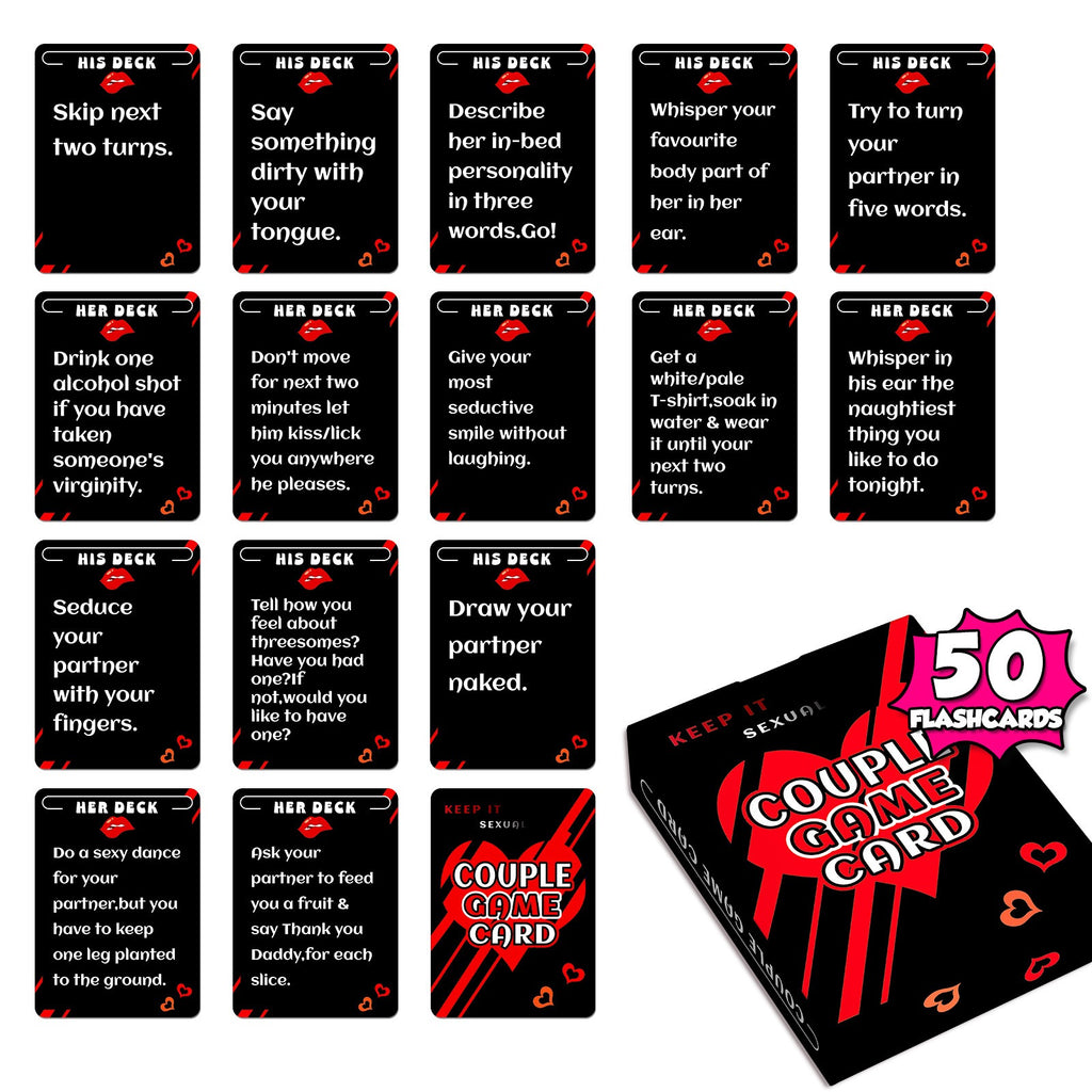50PCS Flirty & Fun Couple Game Cards – Romantic Icebreaker for Date Night, Bedroom & Parties