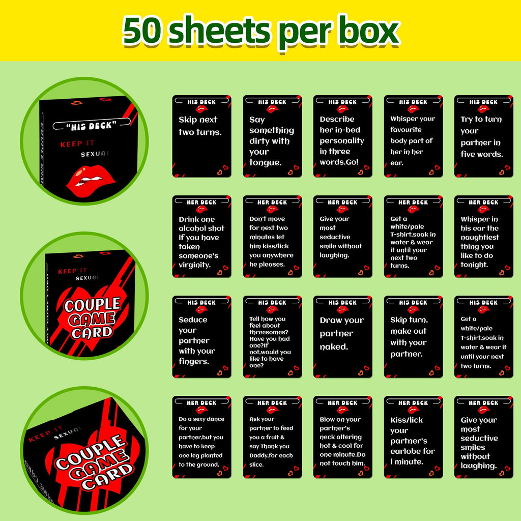 50PCS Flirty & Fun Couple Game Cards – Romantic Icebreaker for Date Night, Bedroom & Parties
